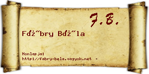 Fábry Béla névjegykártya
